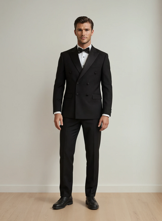 Archer Black Double Breasted Tuxedo