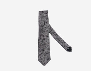 Grey paisley silk tie – luxury men’s accessory for formal occasions