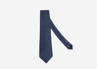 Navy polka white silk tie – stylish formalwear accessory