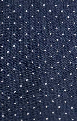 Navy polka dot tie close-up – handcrafted Italian silk tie