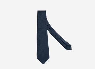 Navy twill seven-fold tie – premium Italian woven silk
